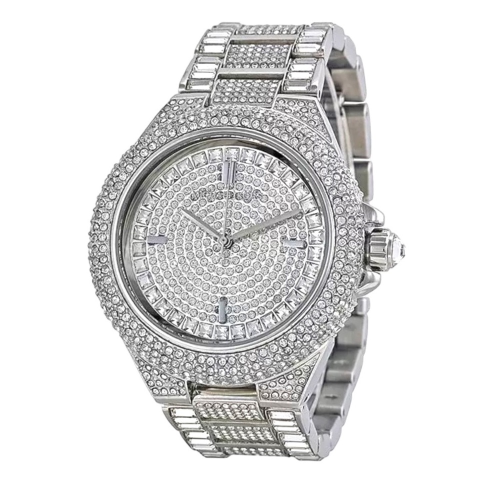 Michael Kors MK5869 Camille Crysta Pave Quartz Silver Tone Ladies Watch - Runway